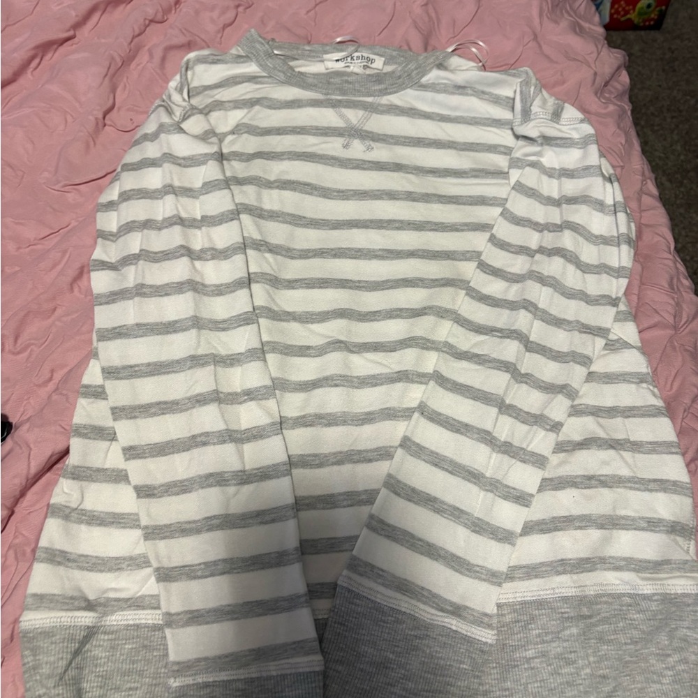 Workshop Republic Clothing Gray and White Top